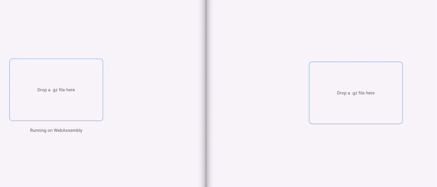 Running WASM (left) vs JS side by side