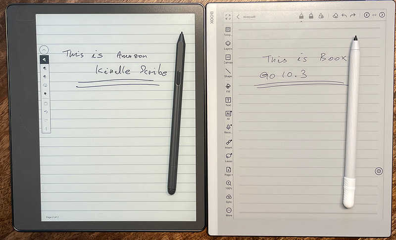 Kindle Scribe (left) vs Go 10.3 (right)